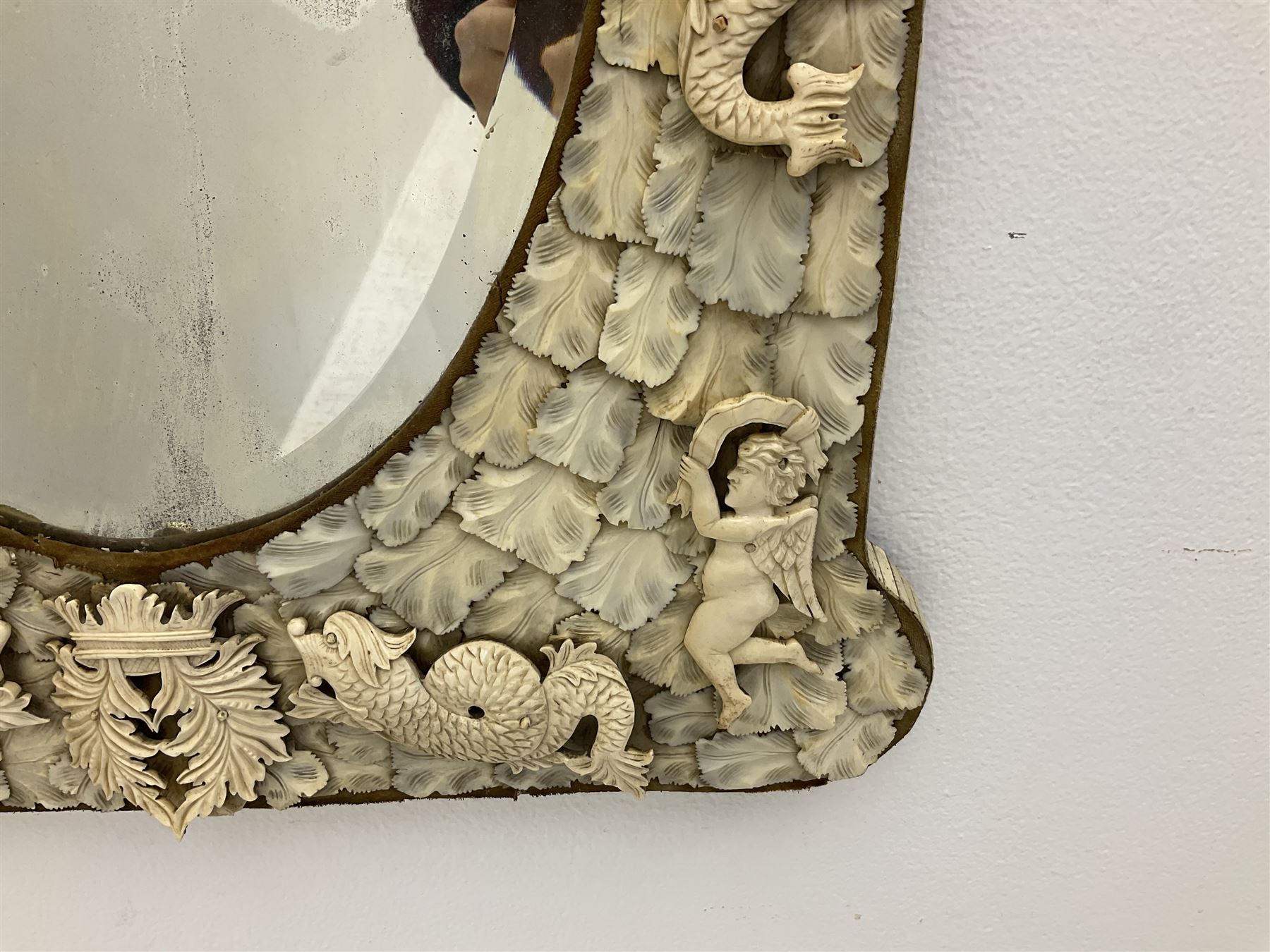 Pair 19th century French Dieppe bone and ivory wall mirrors - Image 8 of 30