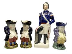 Mid 19th Century Staffordshire flatback figure of Louis Napoleon upon rectangular base