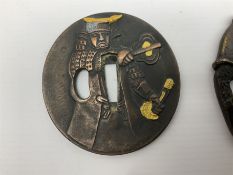 Four reproduction bronze Tsuba