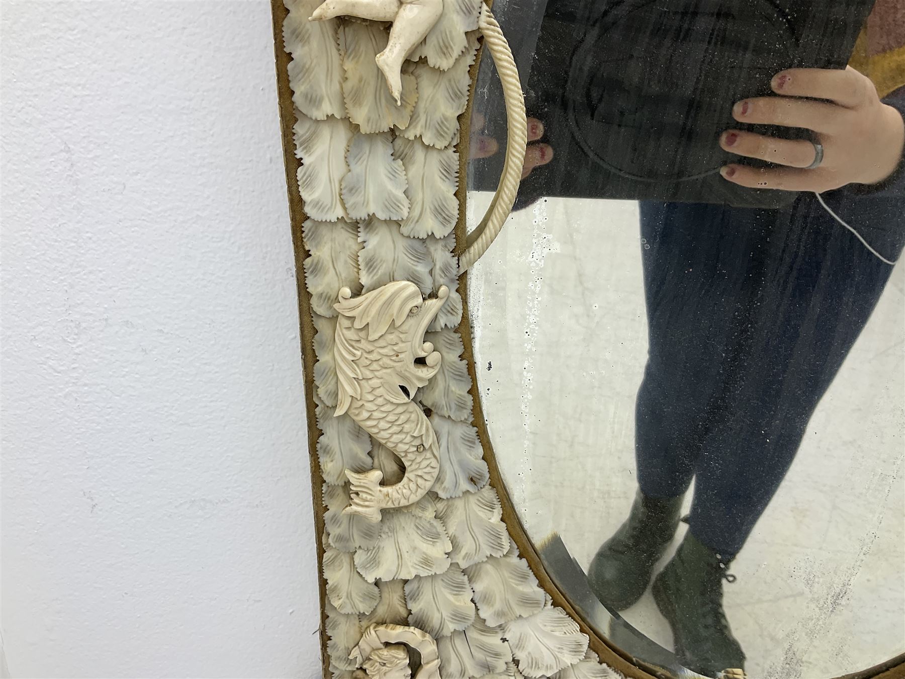 Pair 19th century French Dieppe bone and ivory wall mirrors - Image 11 of 30
