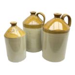 Three salt glazed stoneware flagons
