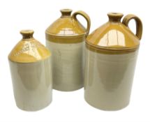 Three salt glazed stoneware flagons