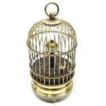 Automation bird cage of predominantly brass construction with central rotating orb and bird with pai