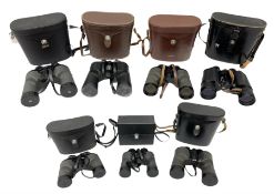 Seven cased pairs of Swift binoculars