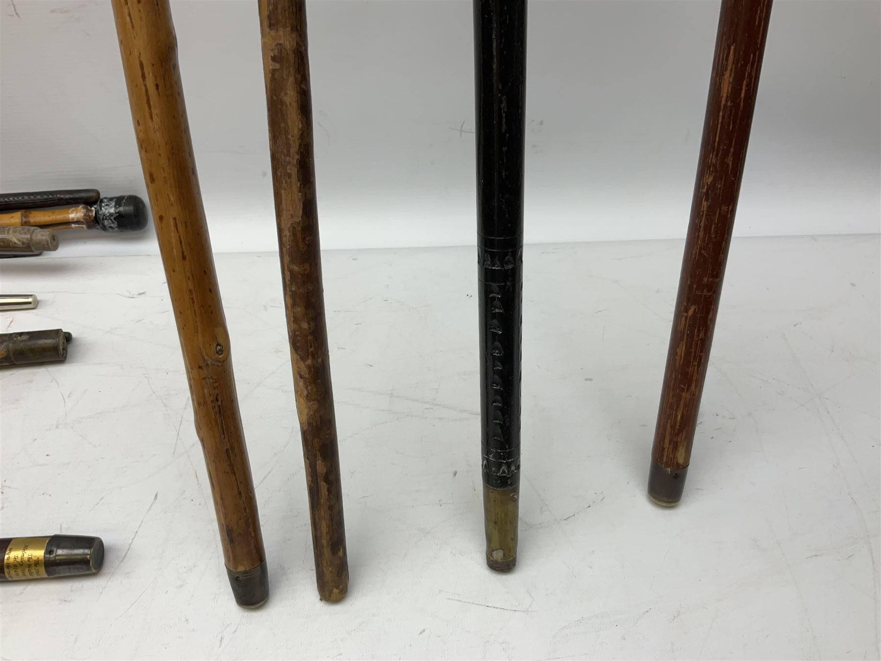 Collection of walking sticks and canes to include 19th/ early 20th century vertebrae example with wh - Image 7 of 20