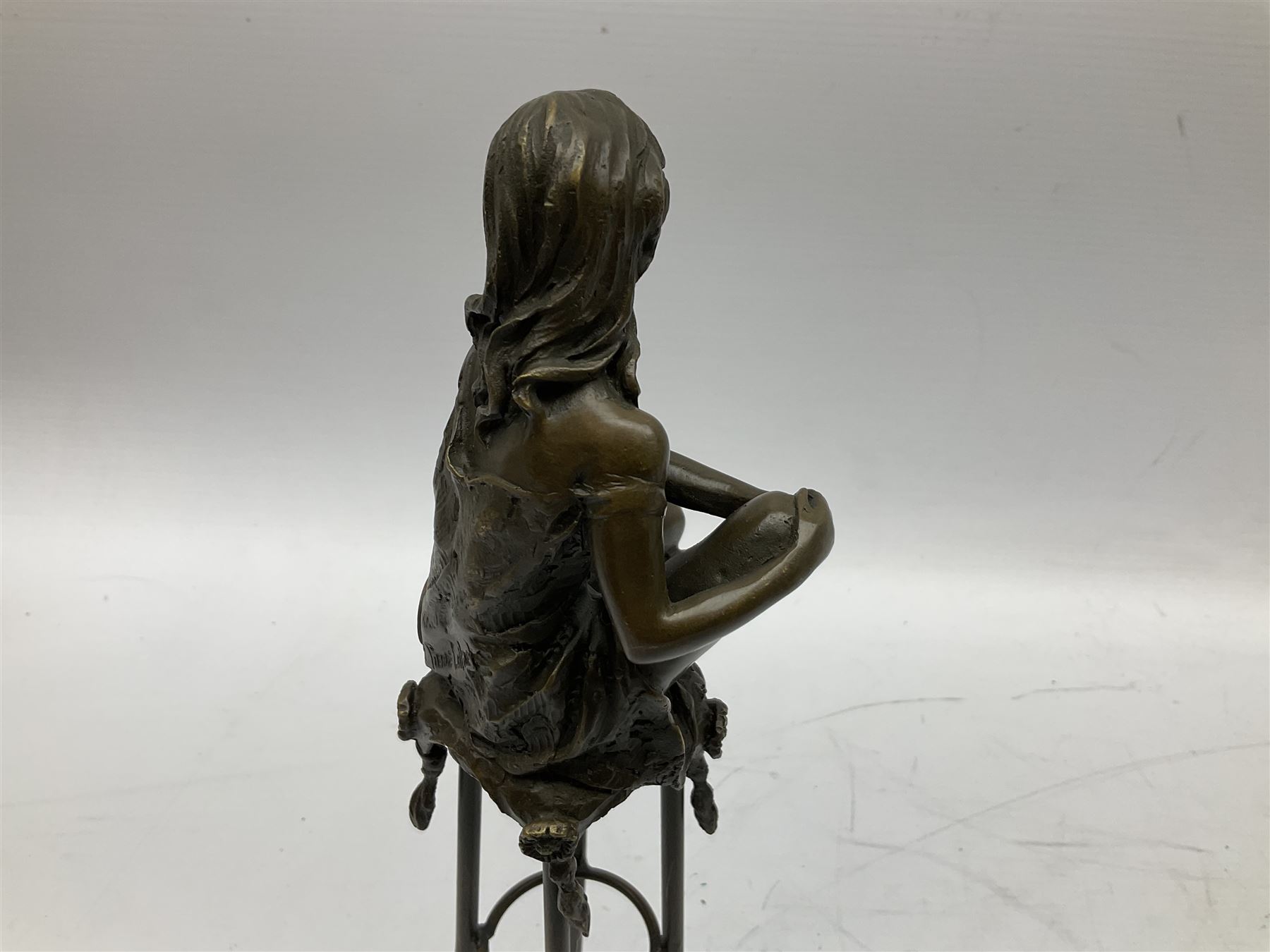 Art Deco style bronze modelled as a female figure with knee raised - Image 6 of 12