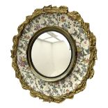 Burleigh ware convex wall mirror with gilt and floral design