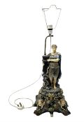 Composite table lamp modelled as a Roman Emperor donning blue robes
