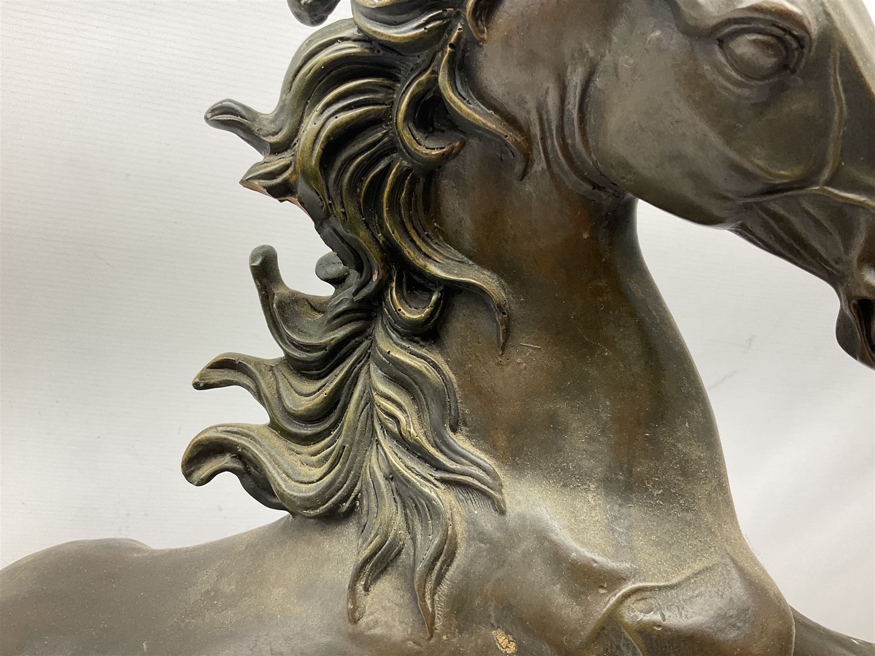 Large bronzed composite model of a rearing horse - Image 3 of 20