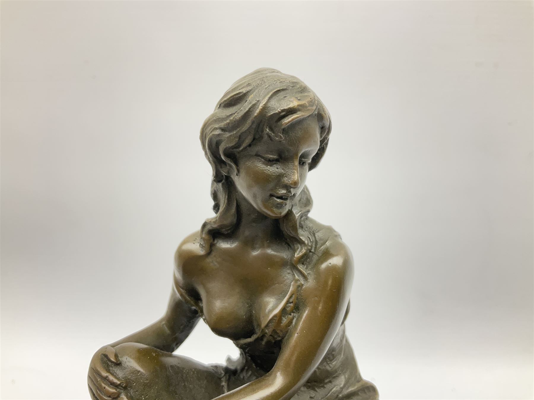 Art Deco style bronze modelled as a female figure with knee raised - Image 5 of 12