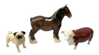 Three Beswick models comprising Hereford Bull no 949