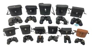 Eleven cased pairs of binoculars to include Summit 8x30