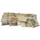 Collection of newspapers and cuttings to include first and second World War examples