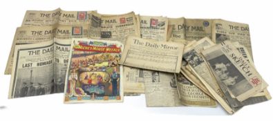 Collection of newspapers and cuttings to include first and second World War examples