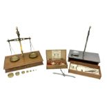 Three pairs of scales to include cased copper and brass pair by H. G. Planner