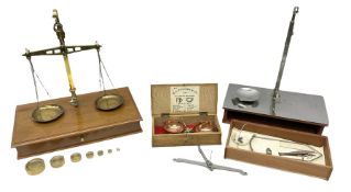 Three pairs of scales to include cased copper and brass pair by H. G. Planner