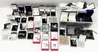 Five silver pendant necklaces and a large selection of costume jewellery