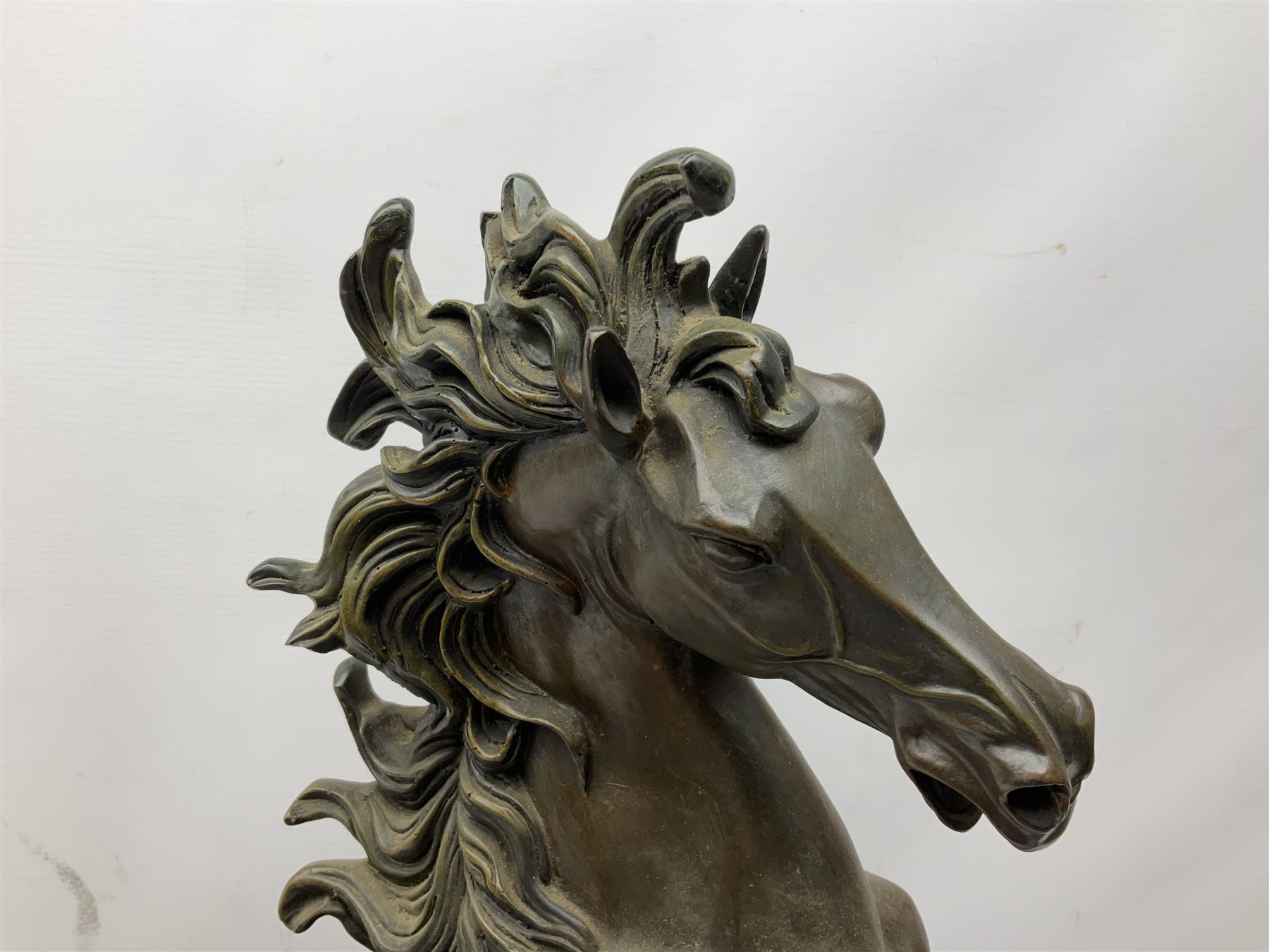 Large bronzed composite model of a rearing horse - Image 2 of 20