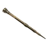 Victorian gold propelling pencil of hexagonal form decorated with foliate engraving and stone set te
