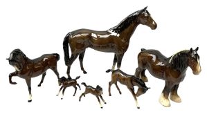 Six Beswick figures of bay horses