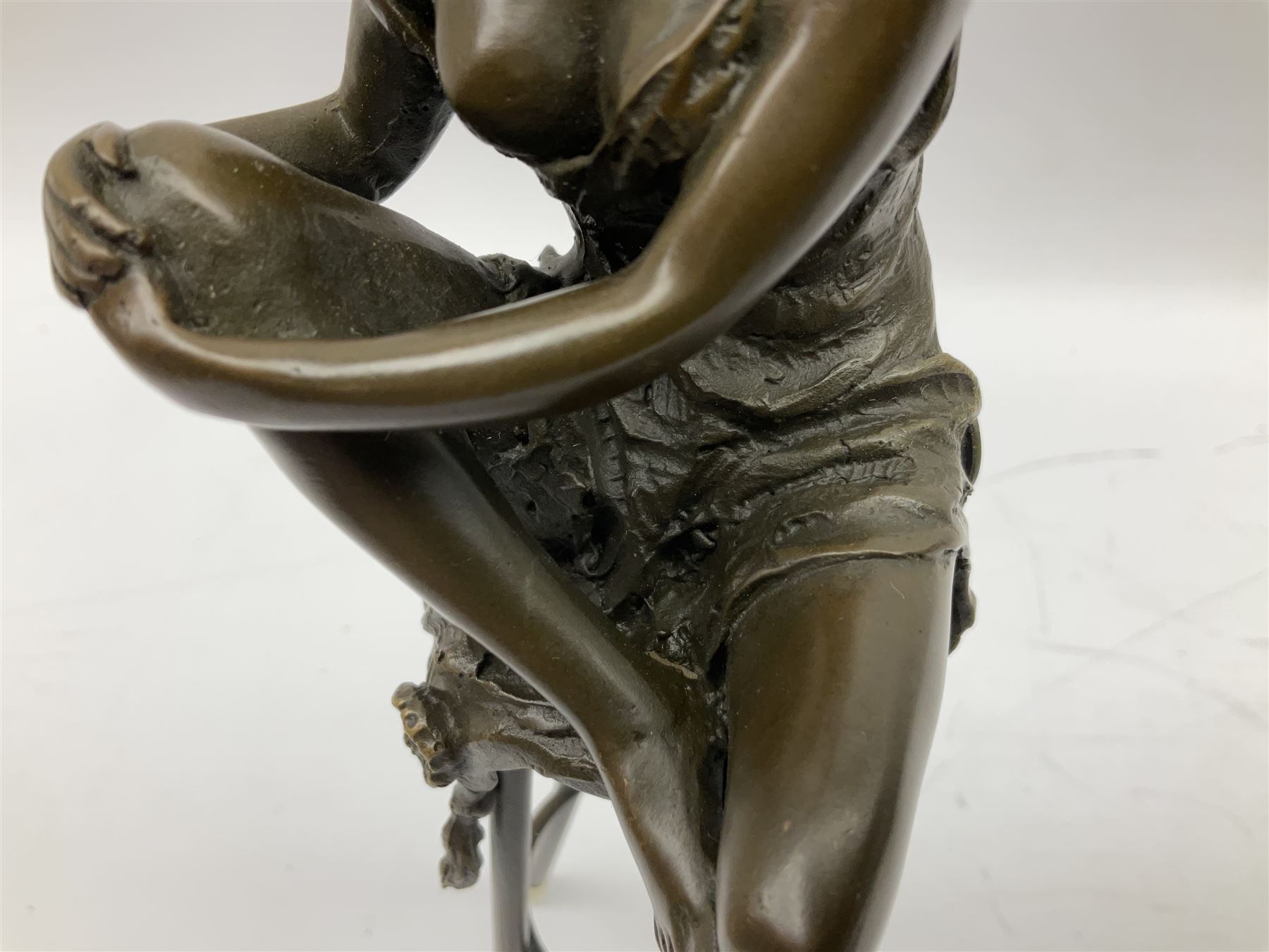 Art Deco style bronze modelled as a female figure with knee raised - Image 11 of 12