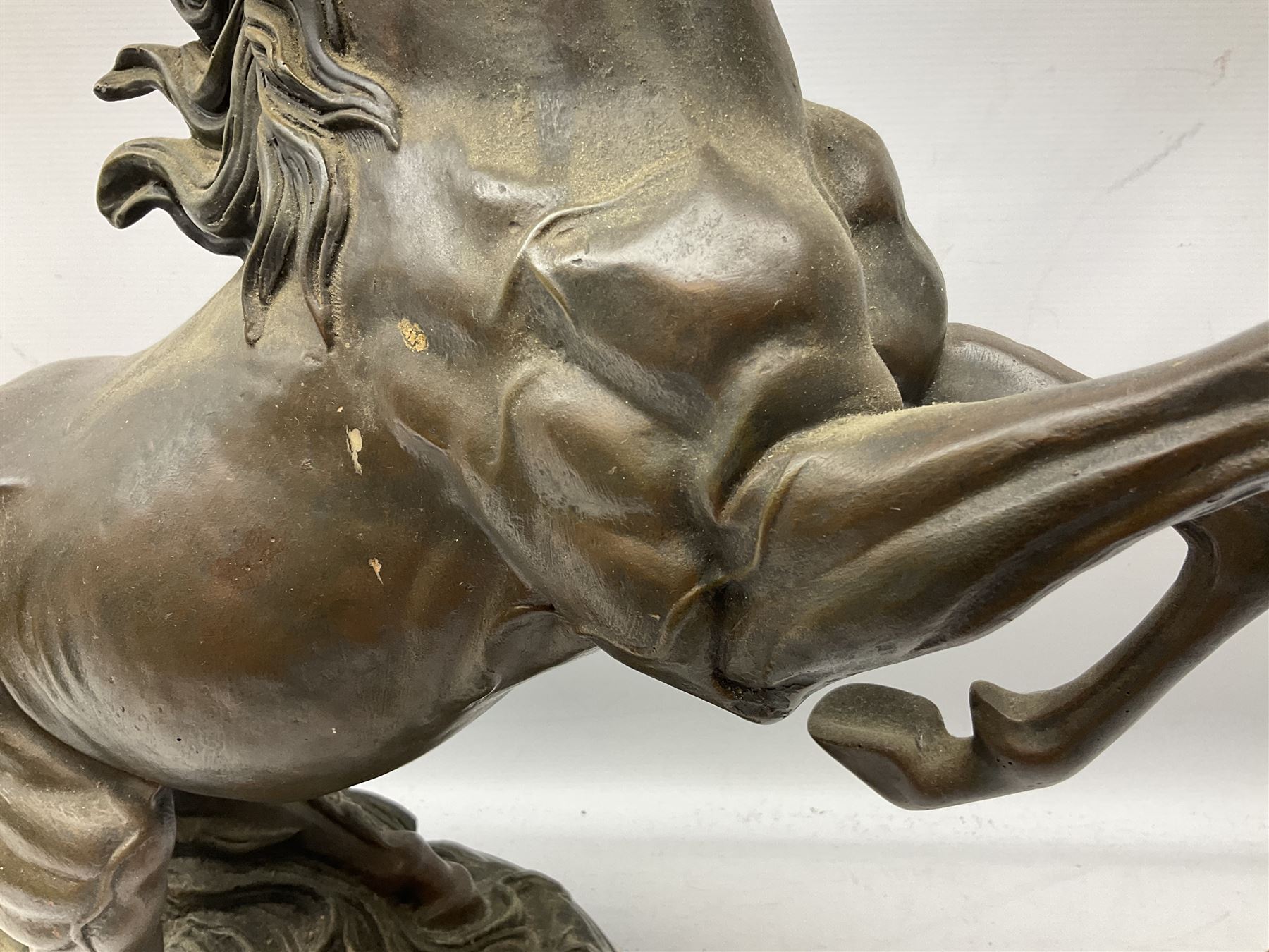 Large bronzed composite model of a rearing horse - Image 6 of 20