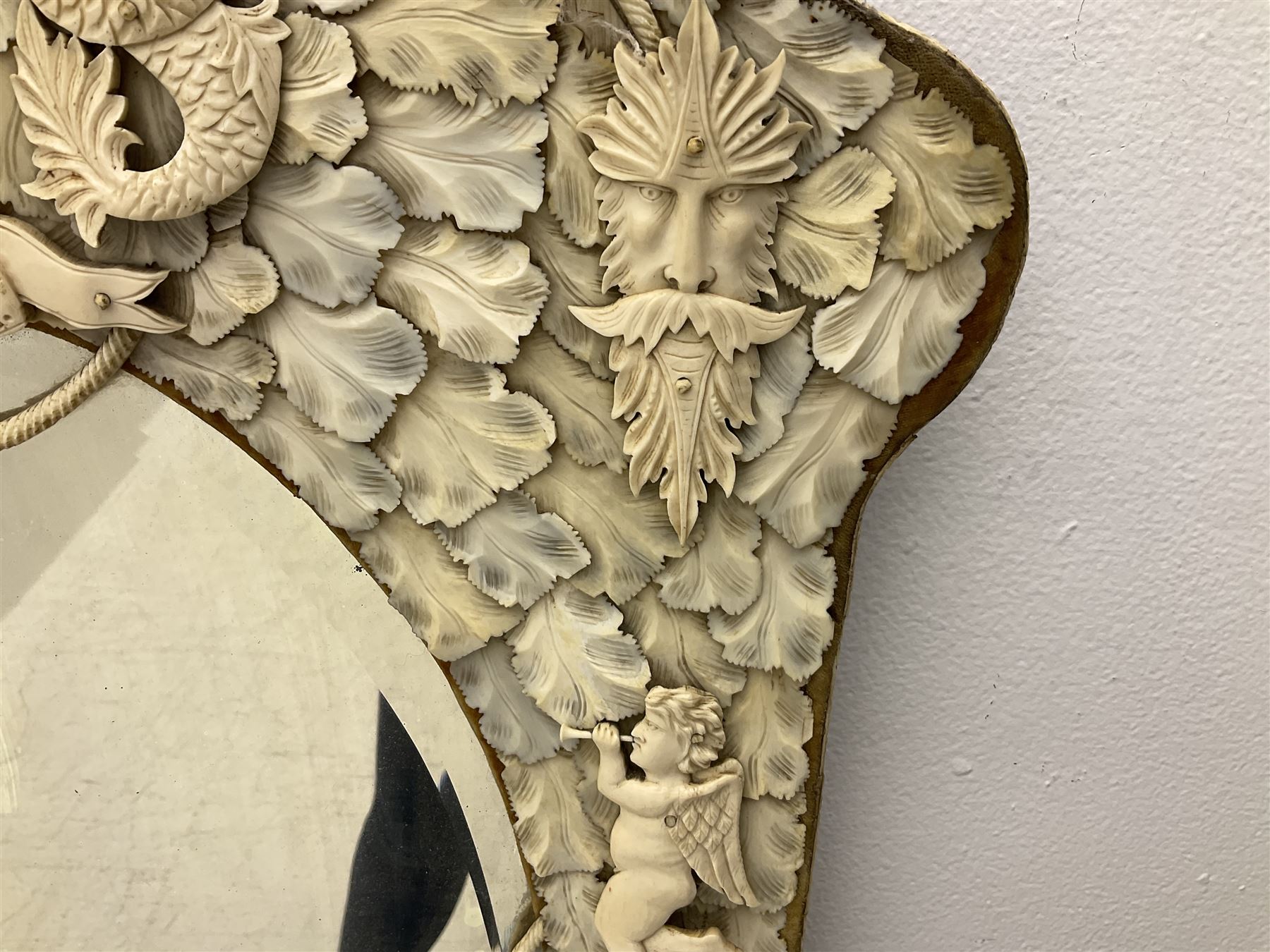 Pair 19th century French Dieppe bone and ivory wall mirrors - Image 20 of 30