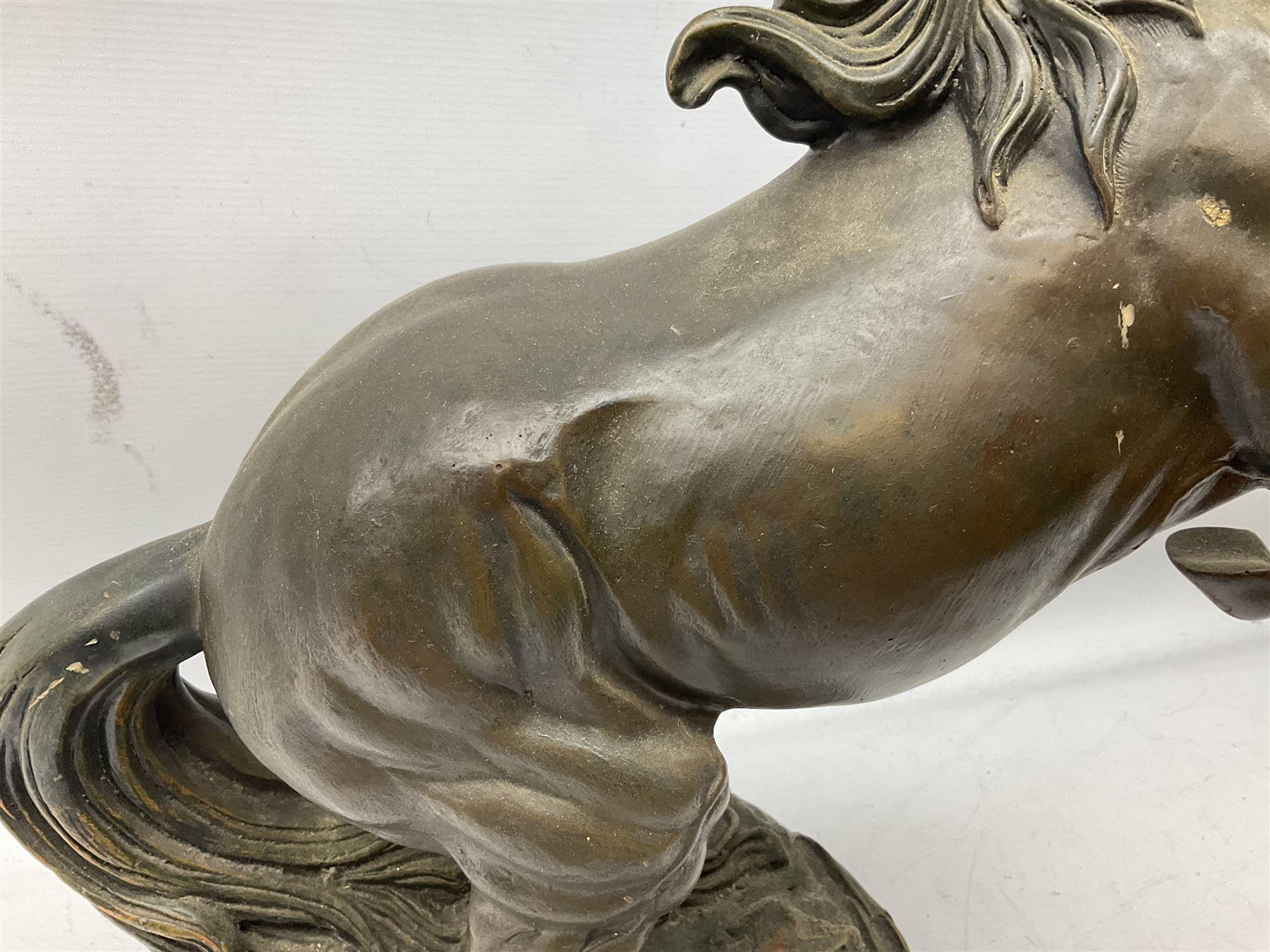 Large bronzed composite model of a rearing horse - Image 9 of 20