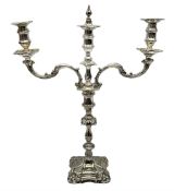 19th Century silver plated three light candelabra of foliate design by Hawksworth