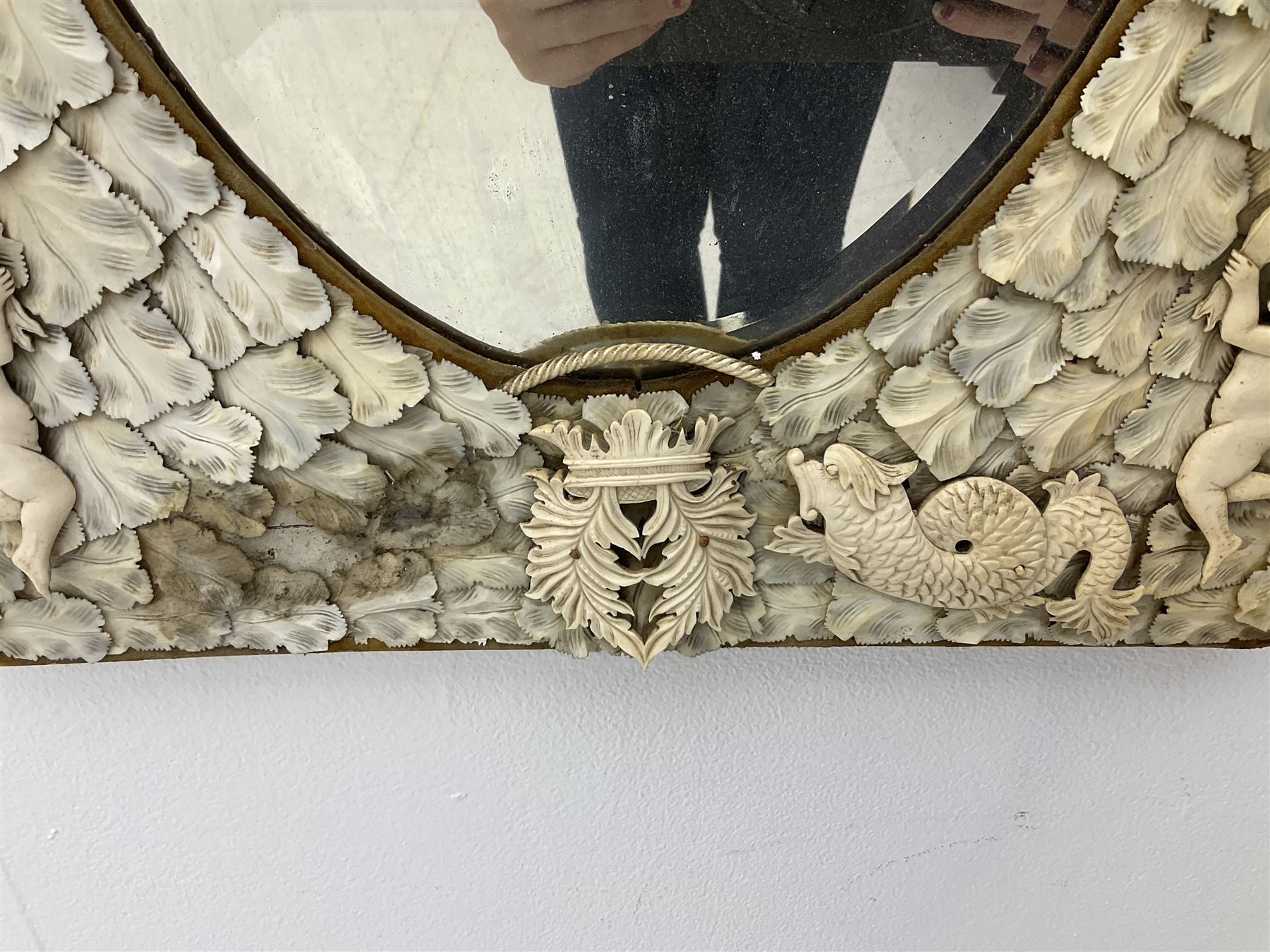 Pair 19th century French Dieppe bone and ivory wall mirrors - Image 22 of 30
