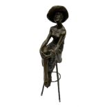 Art Deco style bronze modelled as a female figure in a hat