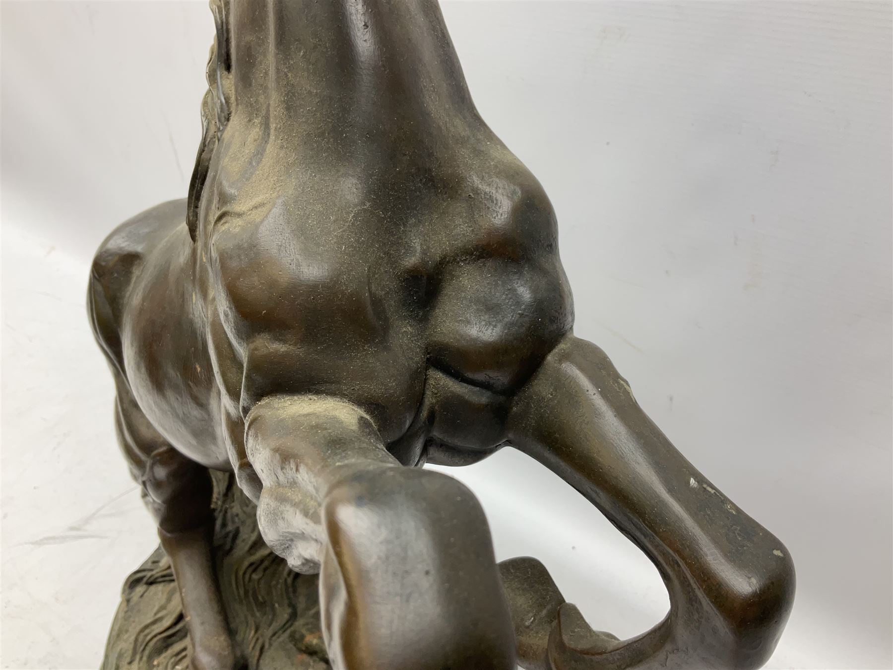 Large bronzed composite model of a rearing horse - Image 7 of 20