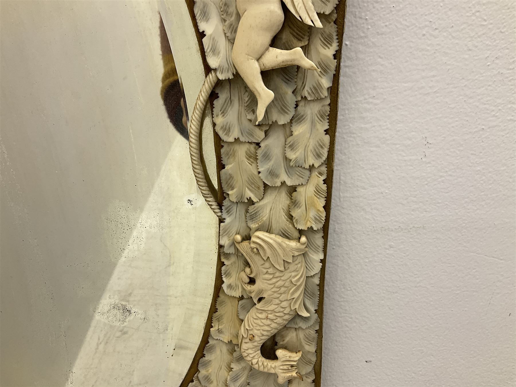 Pair 19th century French Dieppe bone and ivory wall mirrors - Image 7 of 30