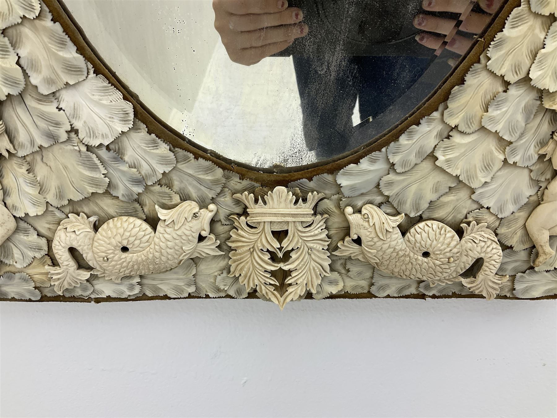 Pair 19th century French Dieppe bone and ivory wall mirrors - Image 9 of 30