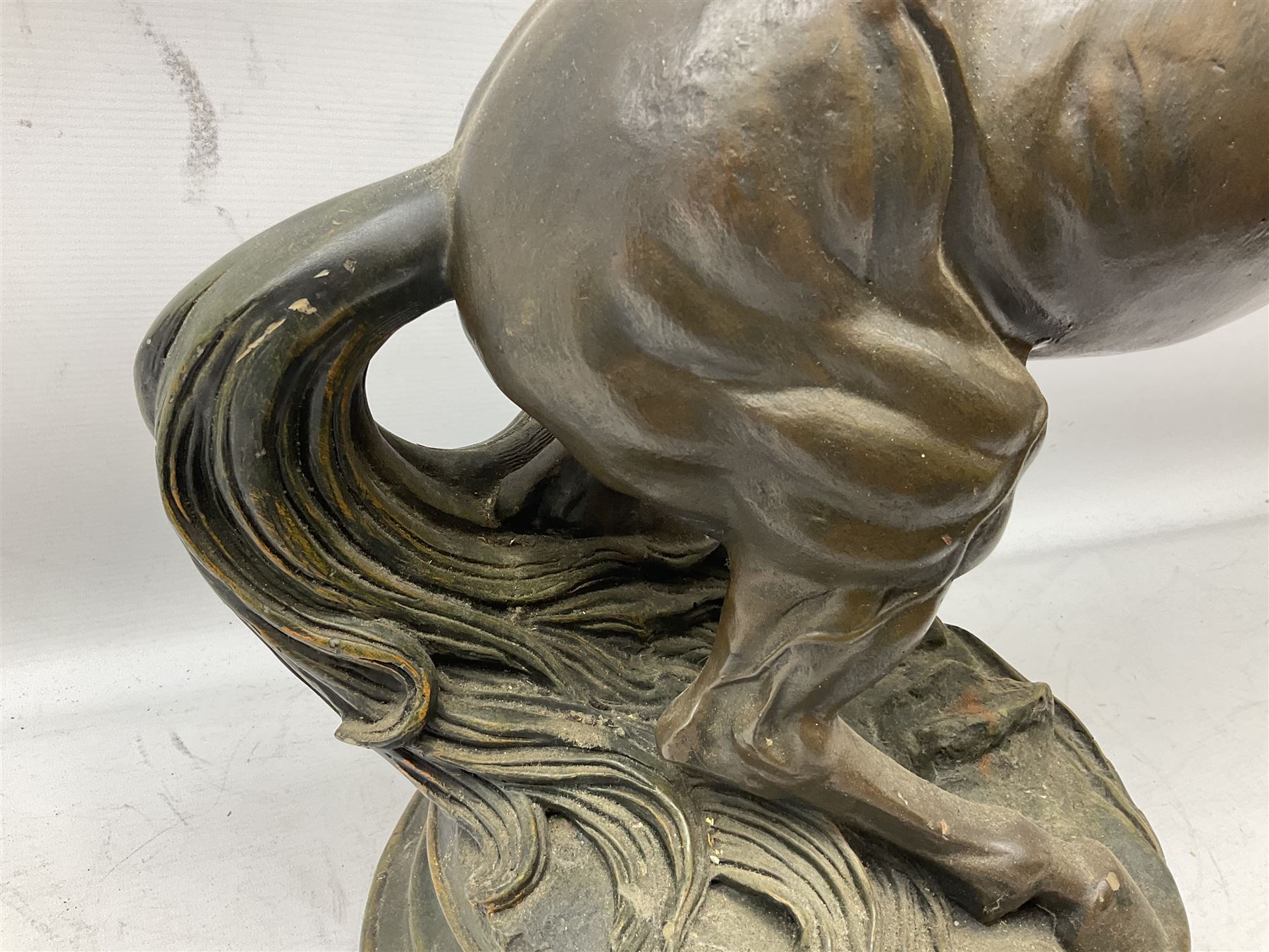 Large bronzed composite model of a rearing horse - Image 10 of 20