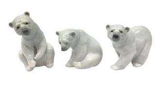 Three Lladro figures comprising Attentive Polar Bear 1207