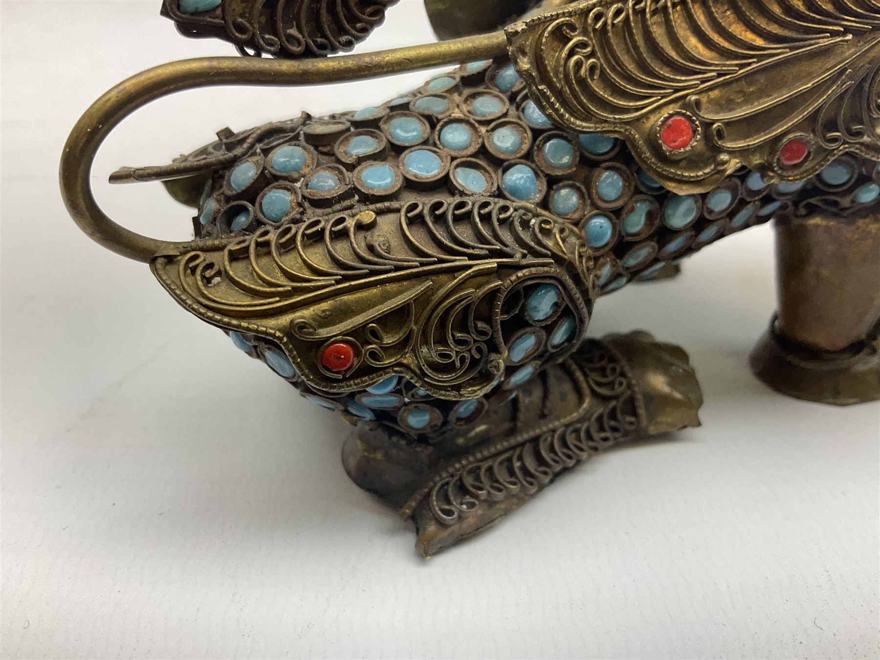 Early 20th century Chinese filigree brass model of a Foo Dog - Image 16 of 25