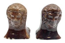 Pair of 19th century treacle glaze furniture/sash window rests modelled as lions