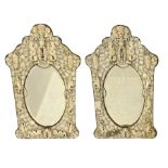 Pair 19th century French Dieppe bone and ivory wall mirrors