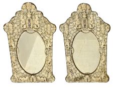 Pair 19th century French Dieppe bone and ivory wall mirrors