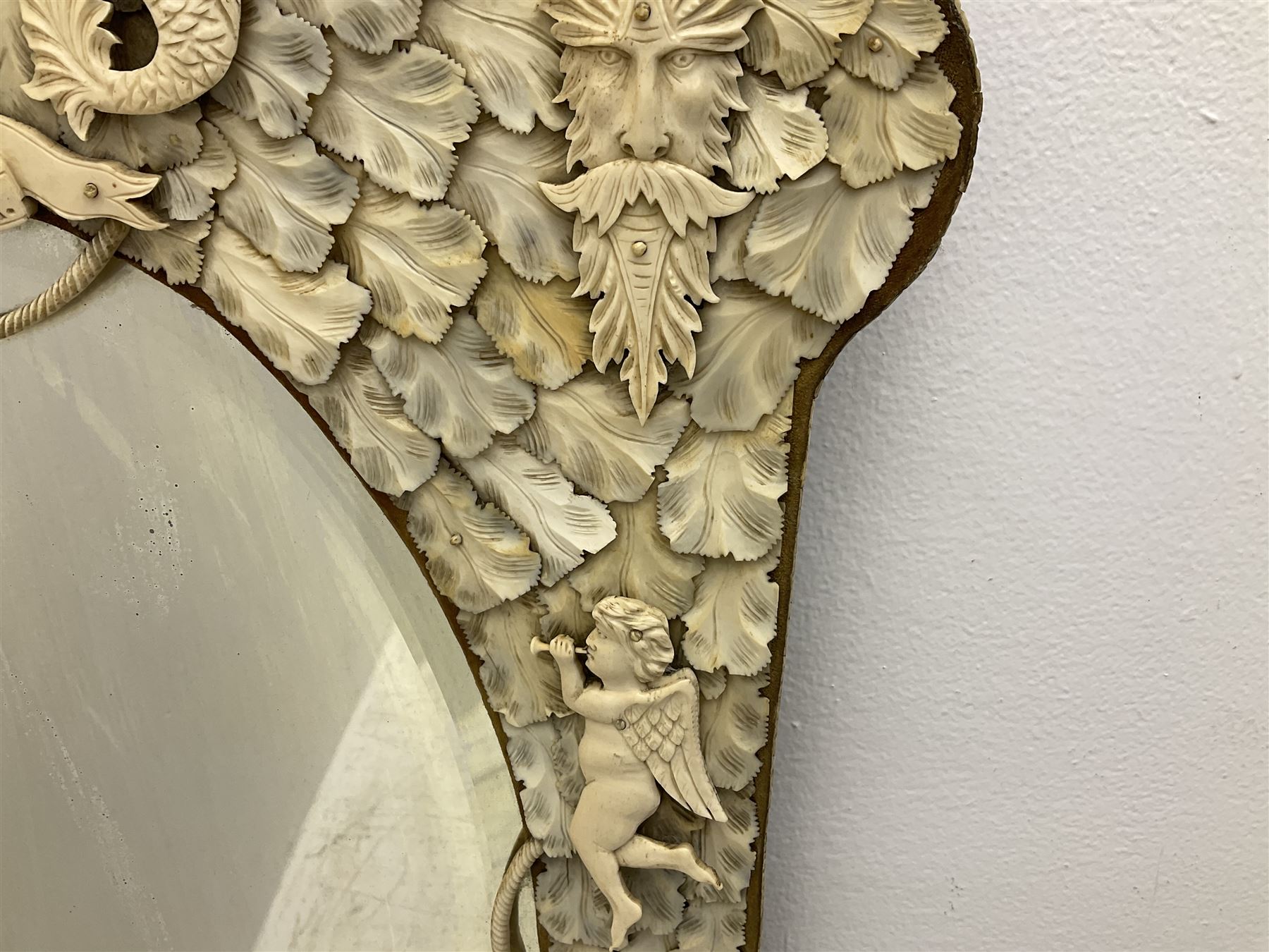 Pair 19th century French Dieppe bone and ivory wall mirrors - Image 6 of 30
