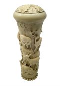 19th century carved ivory walking cane or parasol handle