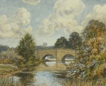 Nathan Stanley Brown (British 1890-1980): Ayton Bridge with the High Hall in the distance