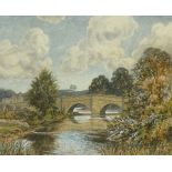 Nathan Stanley Brown (British 1890-1980): Ayton Bridge with the High Hall in the distance