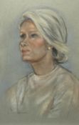 English School (20th century): Bust Length Portrait of a Lady