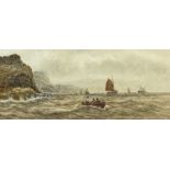 E Adams (British 19th/20th century): Scarborough Fishing Boats off the Yorkshire Coast