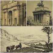 Graham Barry Clilverd (British 1883-1959): 'Wellington Arch Hyde Park' 'Horse and Cart over Bridge'