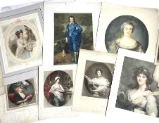 Large collection of 19th century mezzotints and engravings after portrait artists such as Joshua Rey