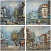 French School (20th century): Parisian Street Scenes