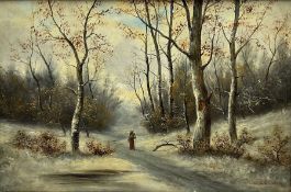 S William (British 19th century): Winter Woodland Scene